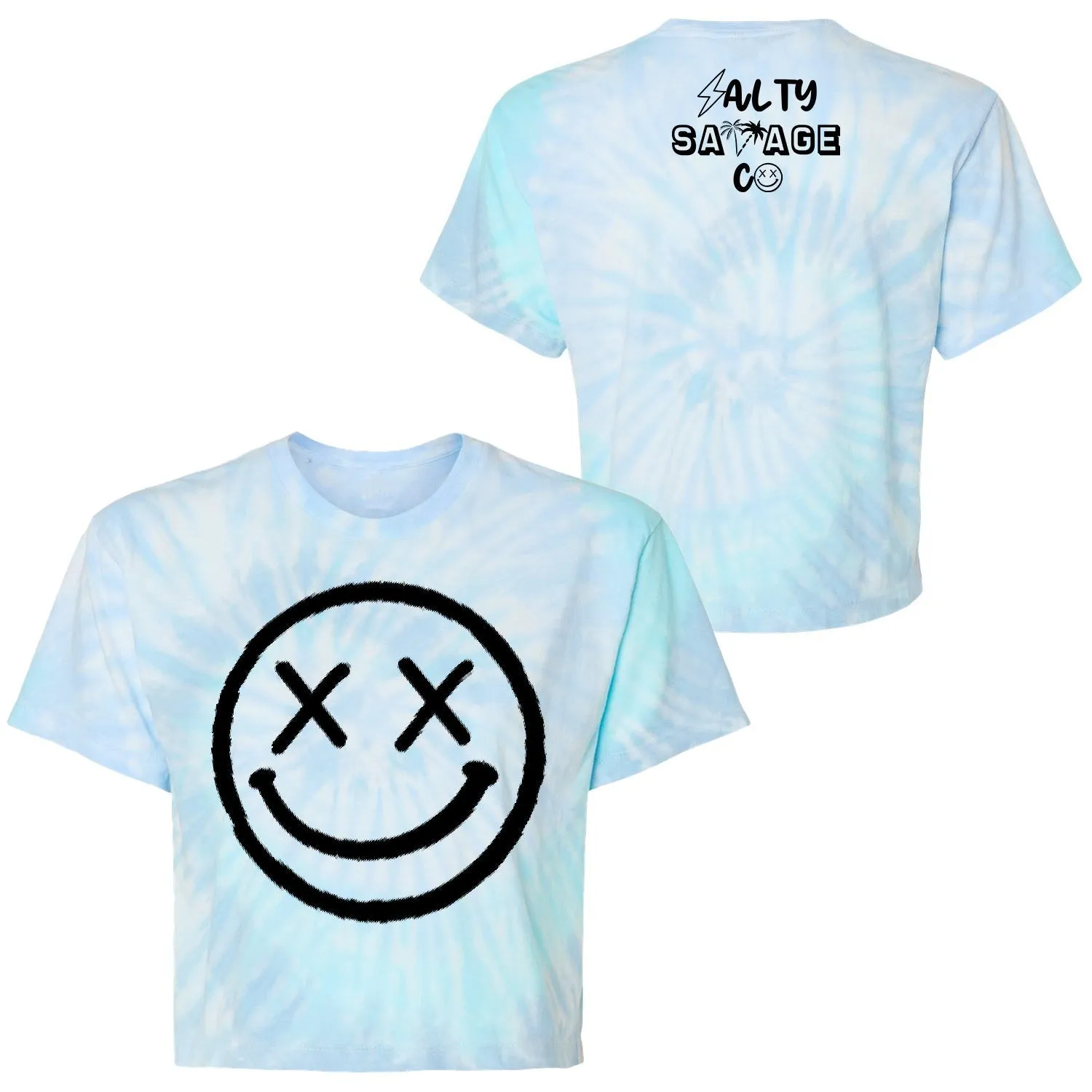 Salty Savage Ladies "OG Smile” Spiral Tie Dye Crop Tee