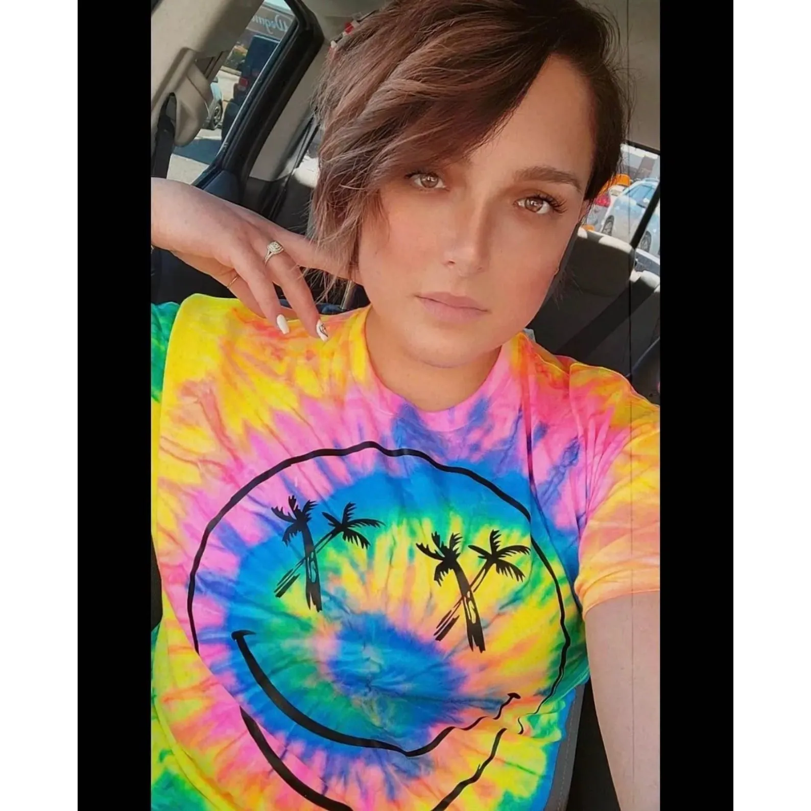 Salty Savage Ladies "Palm Smile” Spiral Tie Dye Crop Tee