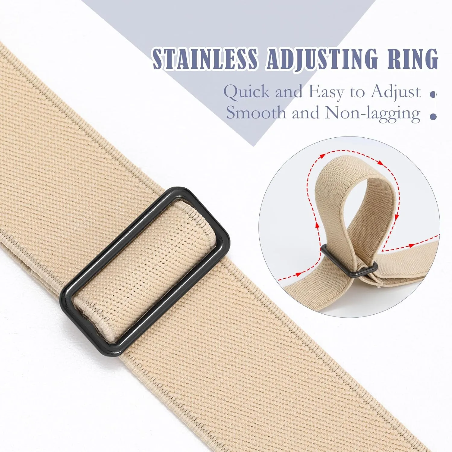 SANSTHS Women Elastic Belts for Jeans No Show Black Stretch belts for women Invisible Flat Buckle Belts Adjustable