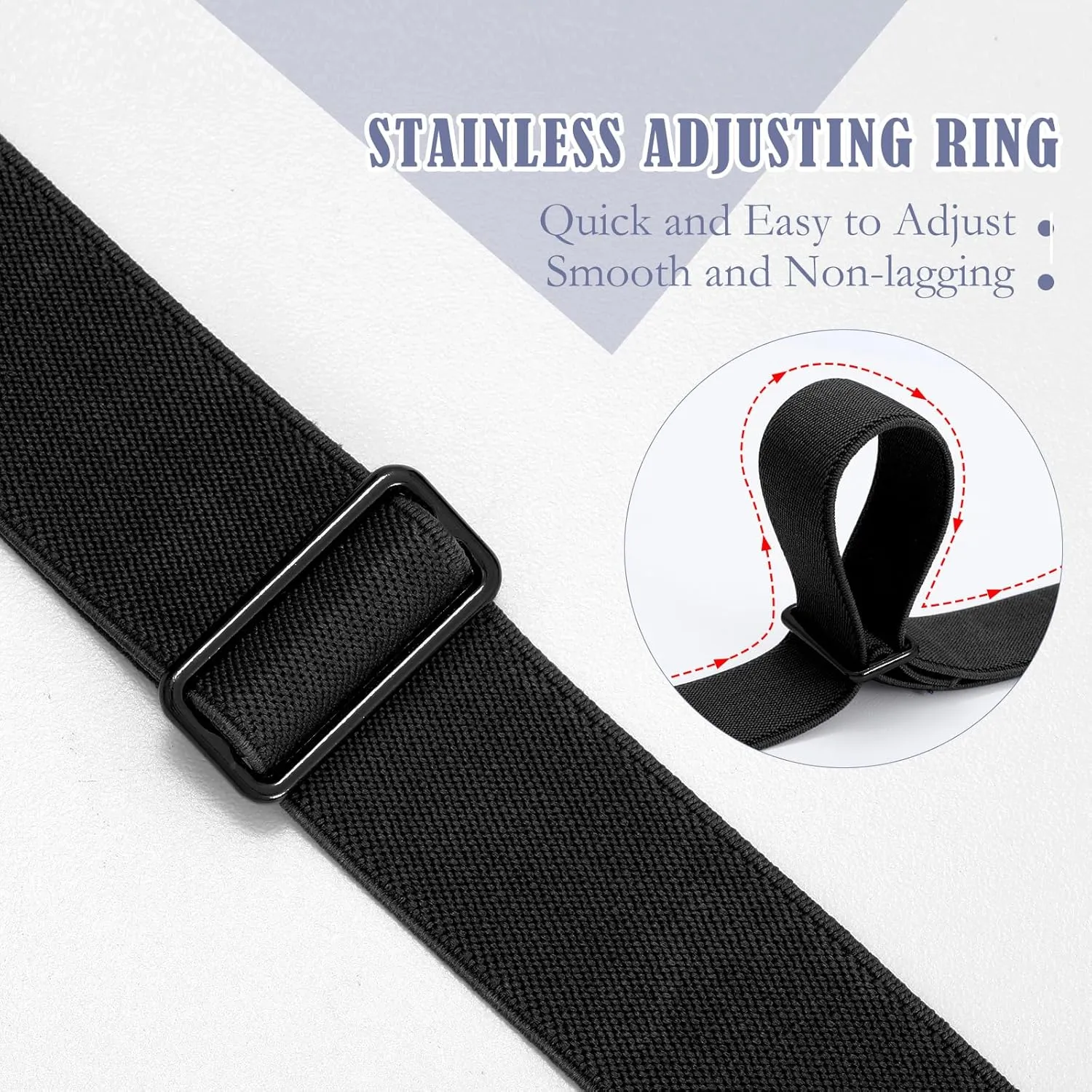 SANSTHS Women Elastic Belts for Jeans No Show Black Stretch belts for women Invisible Flat Buckle Belts Adjustable