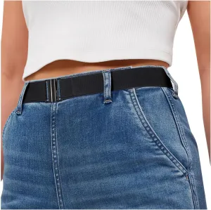 SANSTHS Women Elastic Belts for Jeans No Show Black Stretch belts for women Invisible Flat Buckle Belts Adjustable