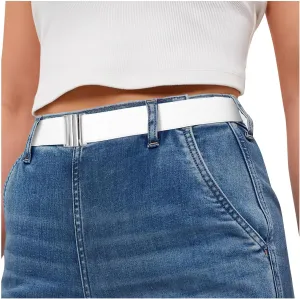 SANSTHS Women Elastic Belts for Jeans No Show Black Stretch belts for women Invisible Flat Buckle Belts Adjustable