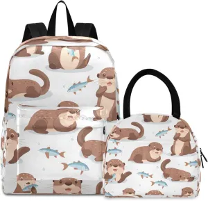 Seal Fish White Kids Backpack Set Cooler Bags Insulated Water Proof, Backpacks Girls 10 12