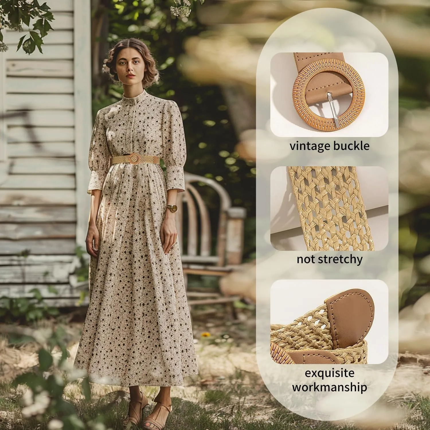 SeptCity Woven Belts for Women, Rattan Women's Belts for Dresses and Jeans Gift for Birthday Christmas Mother's Day