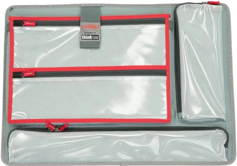 SKB Cases 3i-LO2215-TT iSeries 2215 Lid Organizer designed by Think Tank, Laminated zippered Clear Mesh Pockets, Polyester-lined iPad/Laptop Top-load Pocket, Hook-and-loop with Adhesive Backing