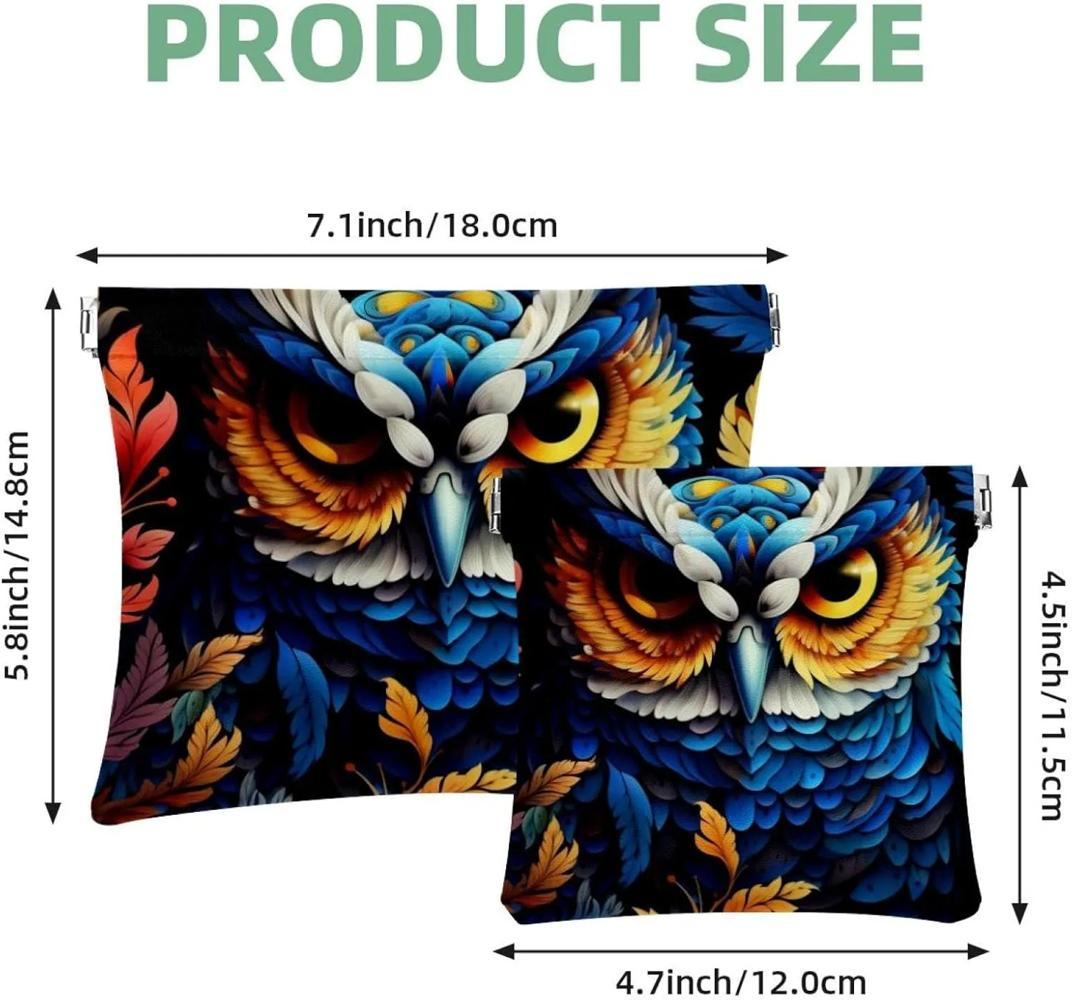 Small Pocket Cosmetic Bag, Squeeze Top Travel Makeup Bag for Purse, No Zipper Self-Closing Mini Makeup Pouch for Women Girls, Aesthetic Owl Night Forest Pattern-203