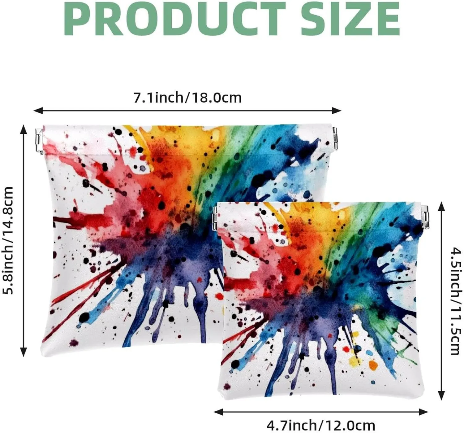 Small Pocket Cosmetic Bag, Squeeze Top Travel Makeup Bag for Purse, No Zipper Self-Closing Mini Makeup Pouch for Women Girls, Watercolor Abstract Colorful Texture
