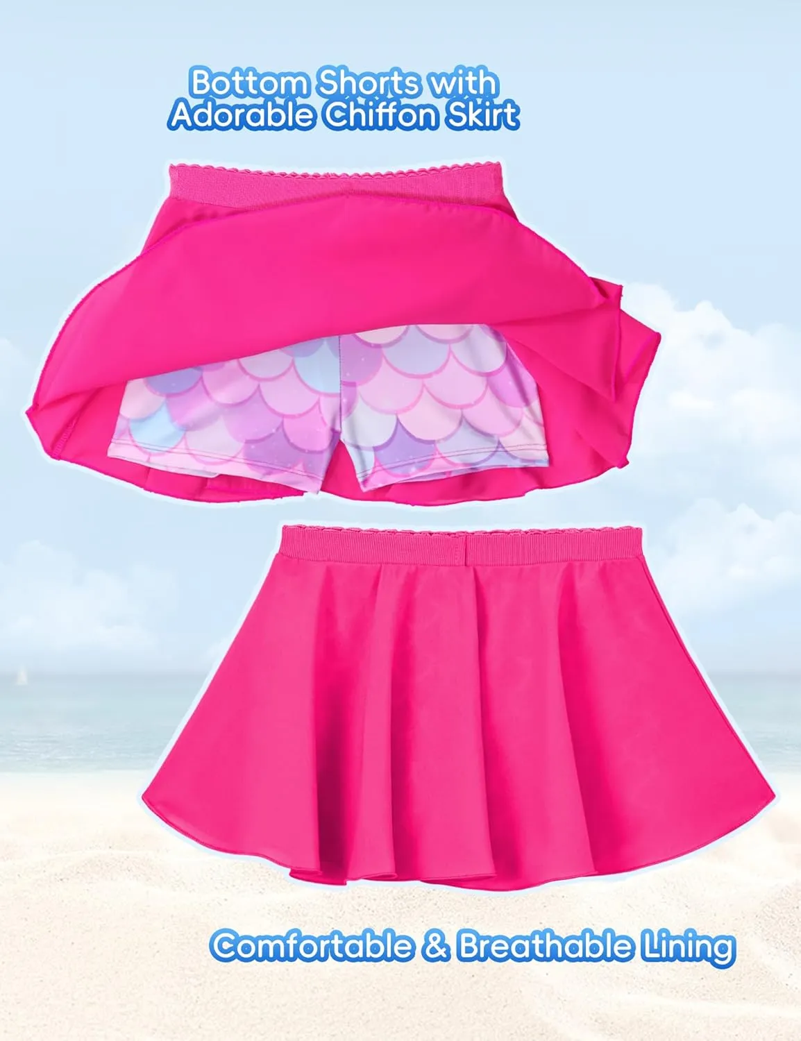 Snowheart Girls Rash Guard Swimsuit Set Long Sleeve Bathing Suit Two Piece 3-12 Years