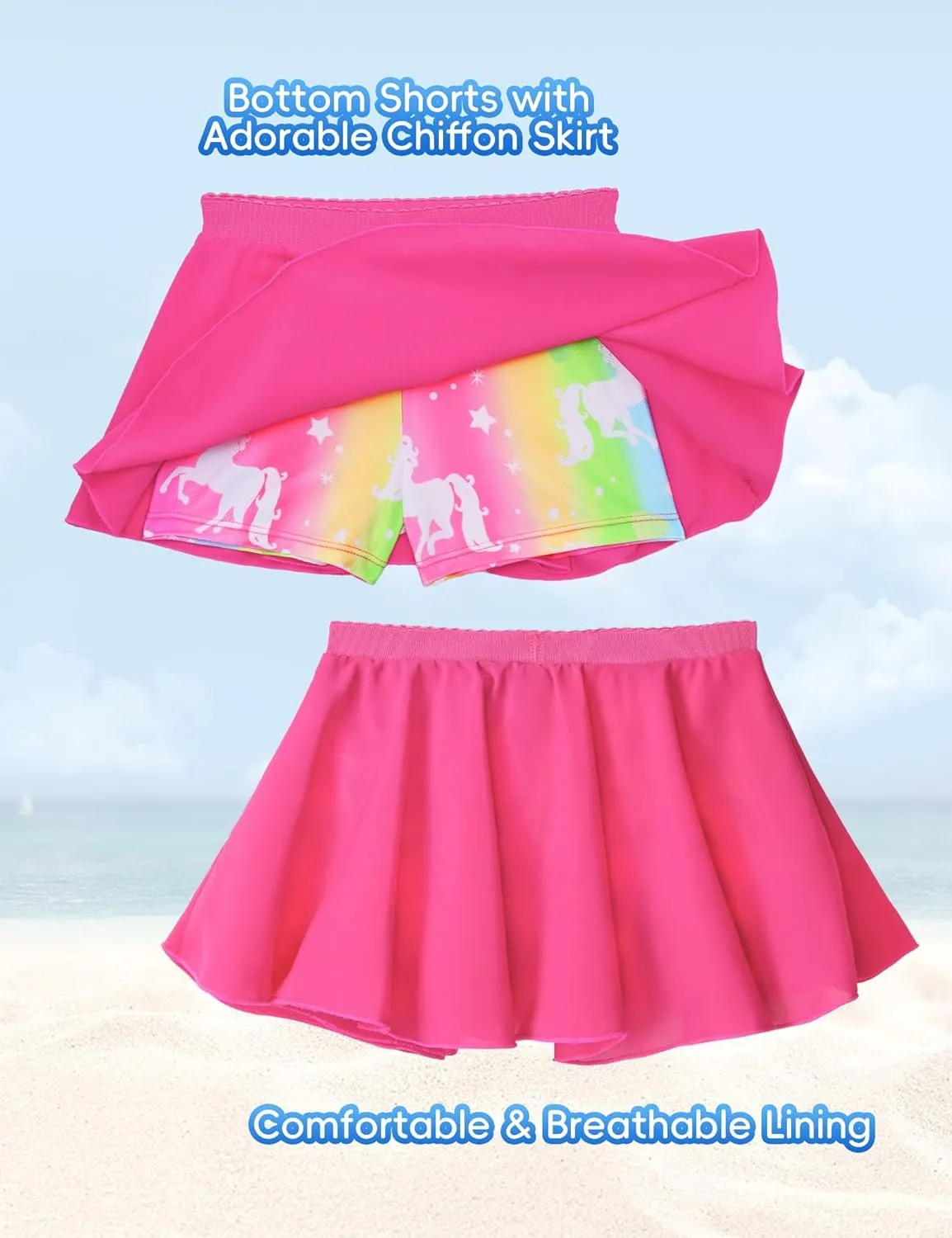Snowheart Girls Rash Guard Swimsuit Set Long Sleeve Bathing Suit Two Piece 3-12 Years