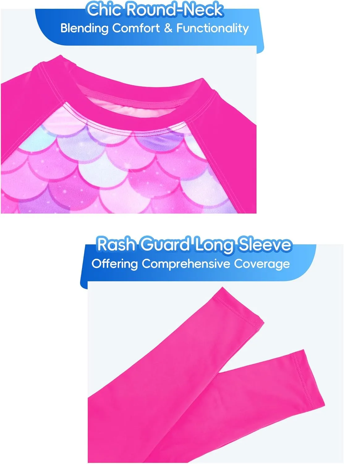 Snowheart Girls Rash Guard Swimsuit Set Long Sleeve Bathing Suit Two Piece 3-12 Years