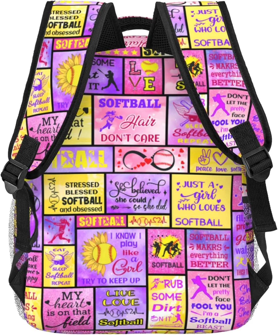 Softball Backpack For Girls 16 Inch Large Capacity Backpacks Casual Softball Bookbag Laptop Gifts For Kids Teen Girls