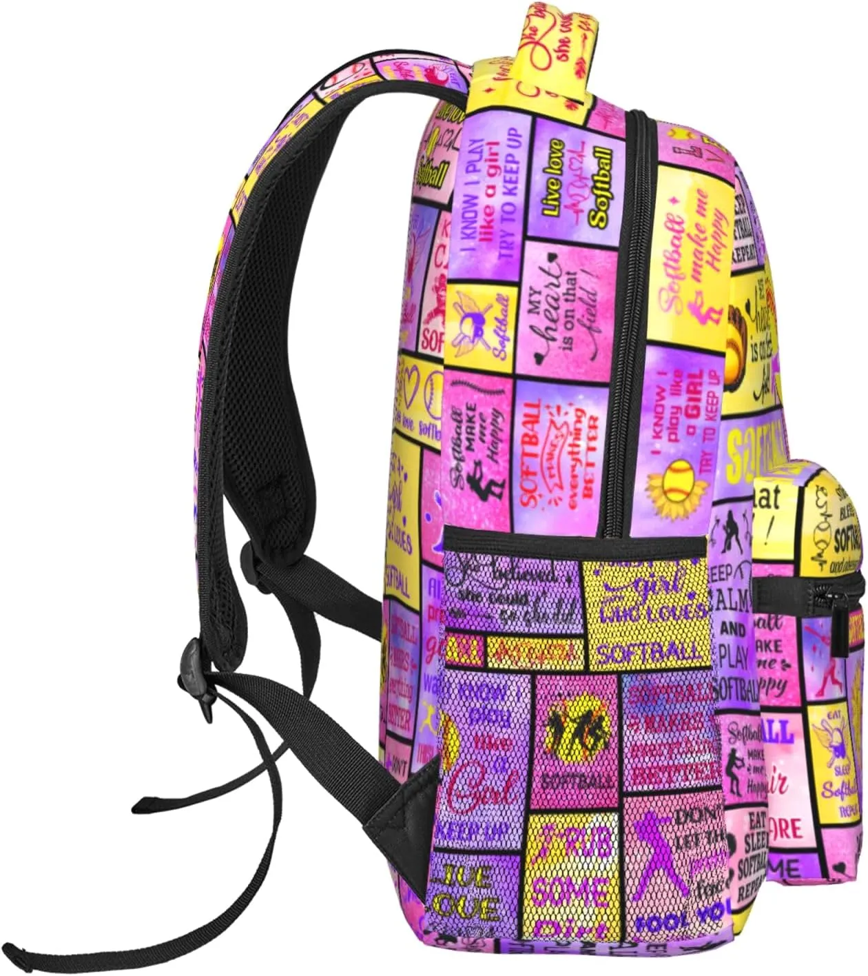 Softball Backpack For Girls 16 Inch Large Capacity Backpacks Casual Softball Bookbag Laptop Gifts For Kids Teen Girls