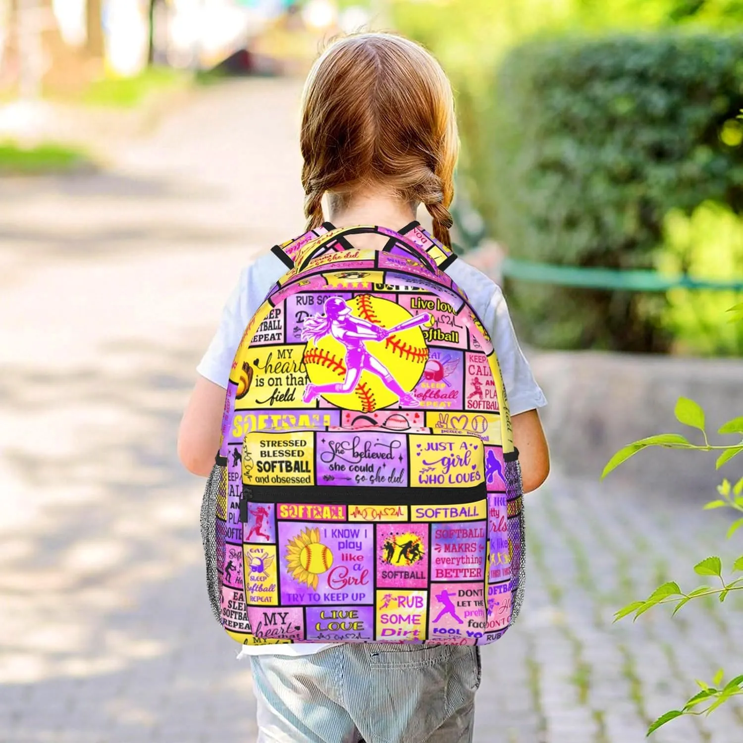 Softball Backpack For Girls 16 Inch Large Capacity Backpacks Casual Softball Bookbag Laptop Gifts For Kids Teen Girls
