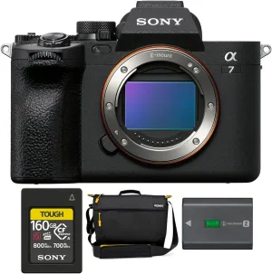 Sony Alpha 7 IV Full-Frame Mirrorless Interchangeable Lens Camera (Body Only) Bundle with Sony CFexpress Type A 160GB, Messenger Camera Bag and Sony N-PFZ100 Battery Pack Bundle (4 Items)