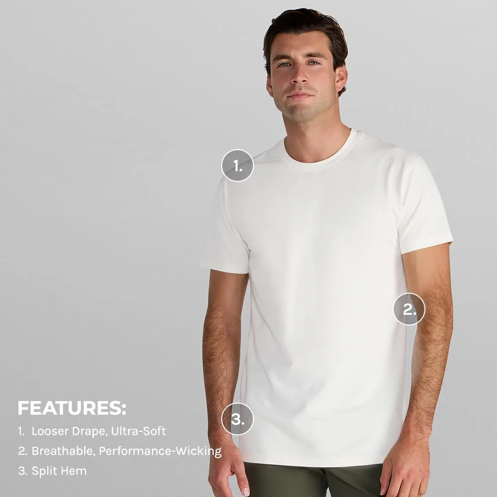 Split Hem Short Sleeve Men's T-Shirt - Polyester, Cotton, and Spandex Blend – Moisture Wicking, Breathable, Classic Fit
