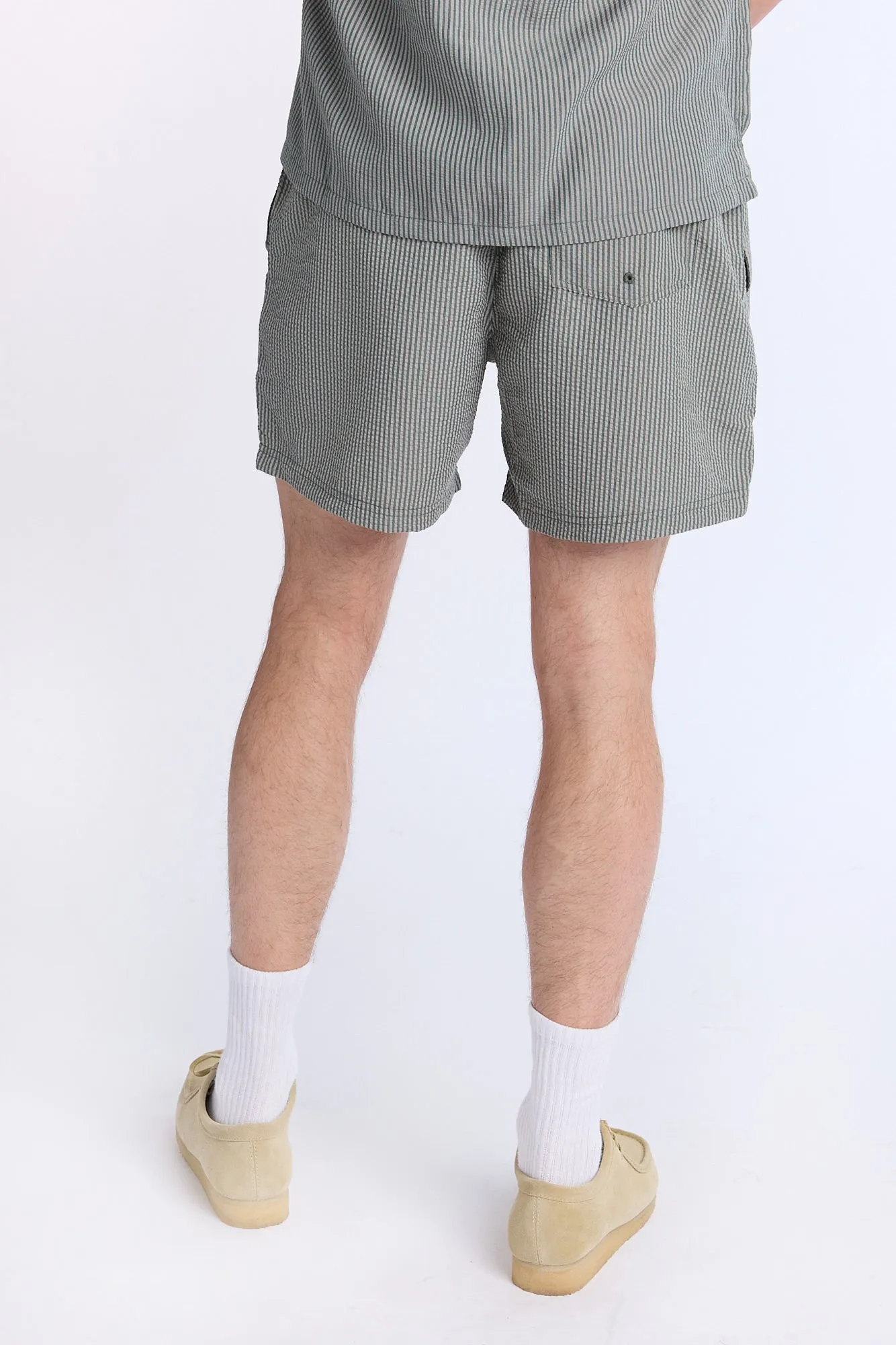 Striped Seersucker 5.5" Swim Trunks