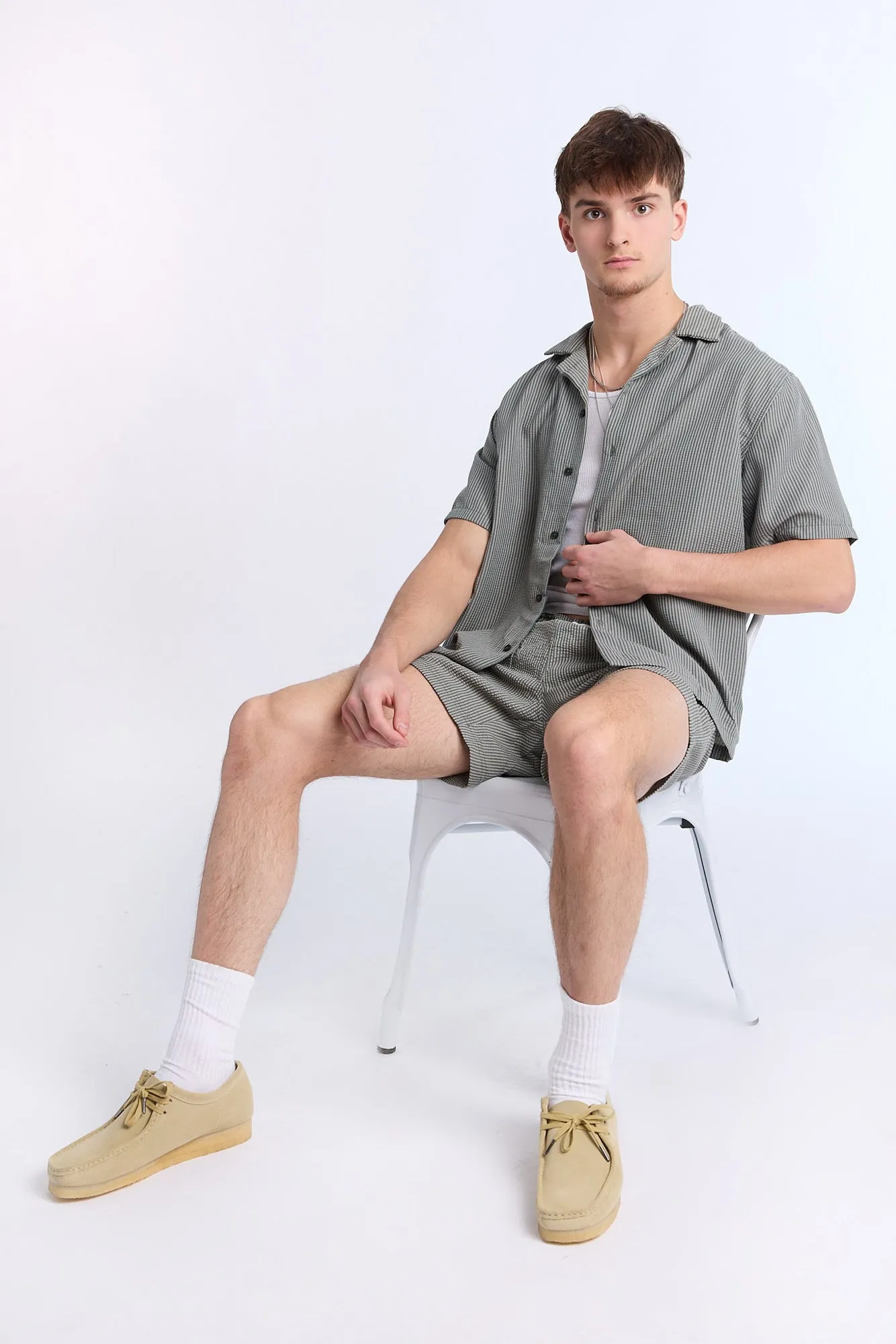 Striped Seersucker 5.5" Swim Trunks