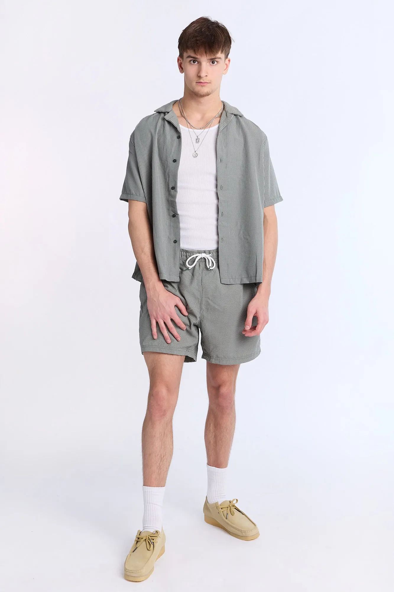 Striped Seersucker 5.5" Swim Trunks