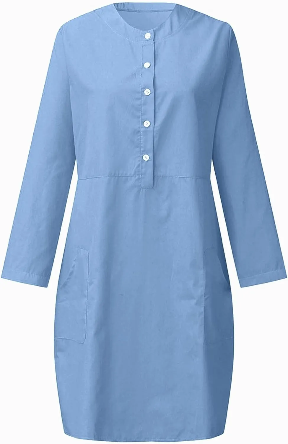 Summer Dresses for Women 2025 Button Casual Long Sleeve Cotton Linen Sundress Elegant Formal Work Dress with Pockets
