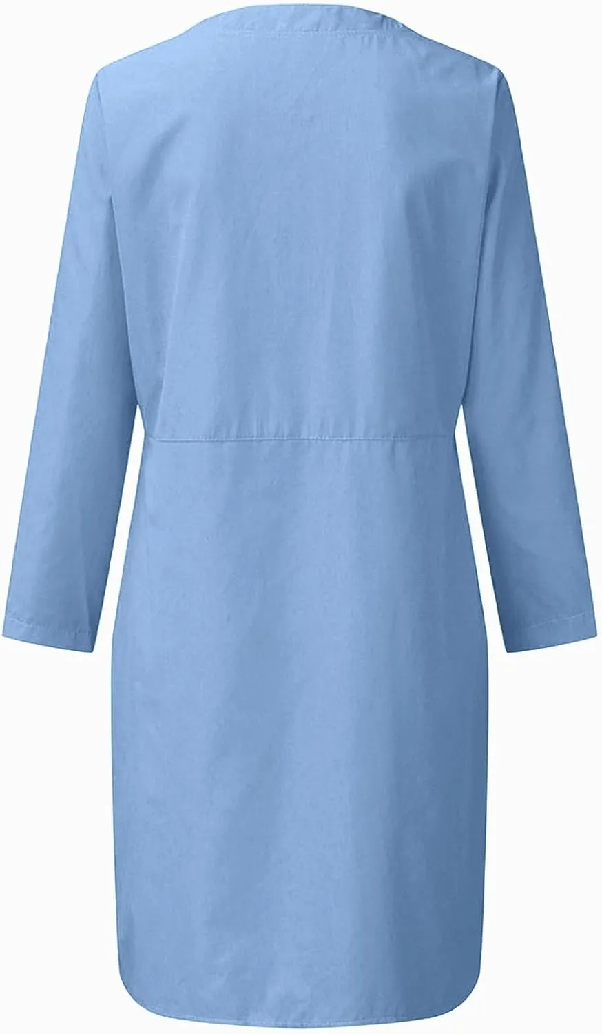 Summer Dresses for Women 2025 Button Casual Long Sleeve Cotton Linen Sundress Elegant Formal Work Dress with Pockets
