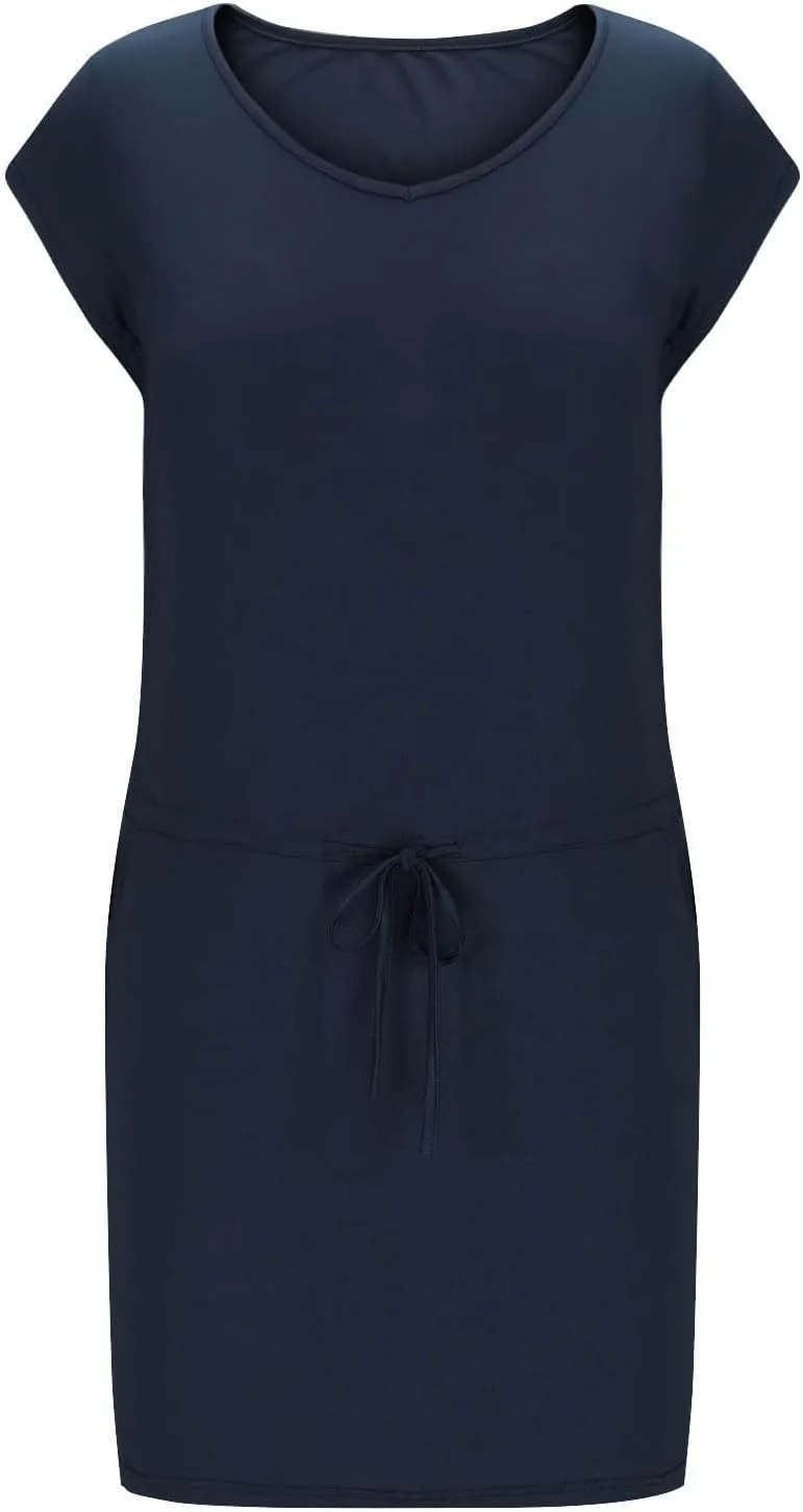 Summer Dresses for Women Tie Front A-Line Double Layer Hem Mini Dresses Beach Work Casual Sundress with Pockets