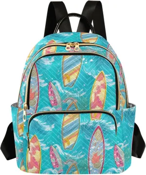 Surfboards Waves Dynamic Blue Backpack Purse for Women Fashion Small Mini Daypack Purse for Lady Anti-theft Shoulder Bag for Lady Women, Medium