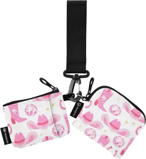 susiyo Pink Cowgirl Boots and Hats Wristlet Wallets for Women Detachable Dual Pouch Mini Wallet Coin Purse Pouch