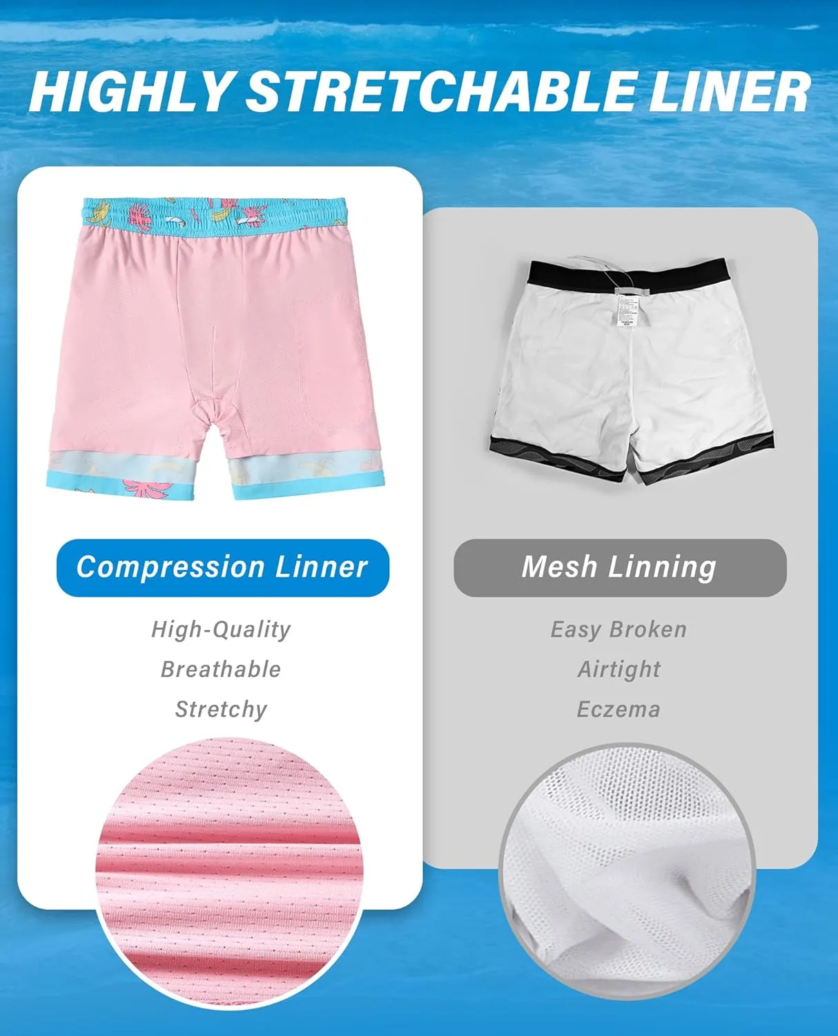 Swim Trunks Mens 5 Inch Inseam Compression Liner Short Men Bathing Suit Lined Swimming Shorts Men's Swim Suits