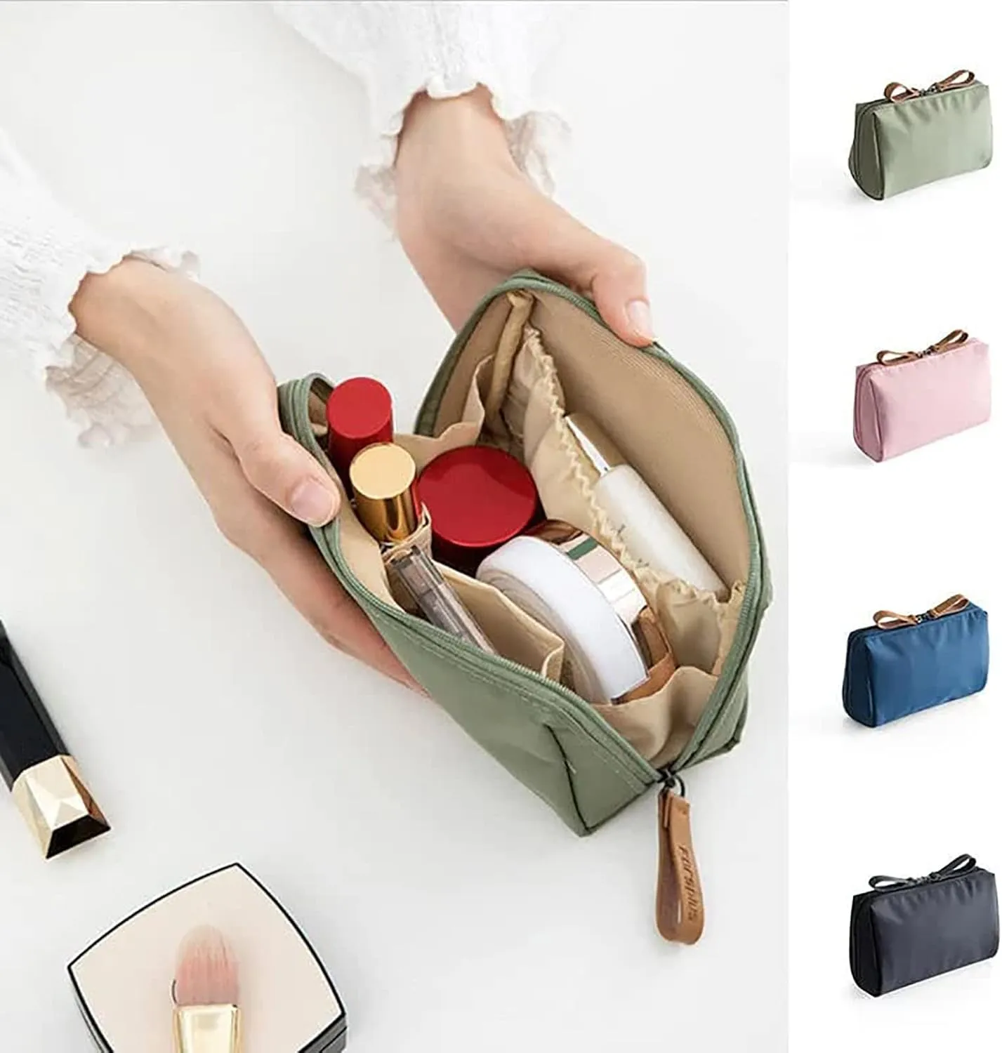 Tidynook Makeup Bag Small, Tidy Nook Cosmetic Bag, Lipstick Makeup Bag Mini Small Tidynook, Small Makeup Pouch for Purse, Portable Storage Bag, Large-Capacity Cosmetic Organizer, Travel Pouch (2*A)