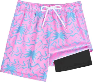 Toddler Swim Trunks with Compression Liner Quick Dry Toddler Bathing Suits Boys Swim Shorts Swimsuit Kids Swimwear