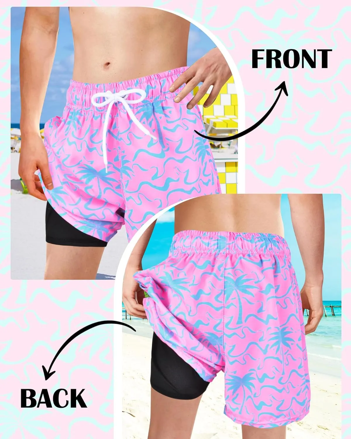 Toddler Swim Trunks with Compression Liner Quick Dry Toddler Bathing Suits Boys Swim Shorts Swimsuit Kids Swimwear