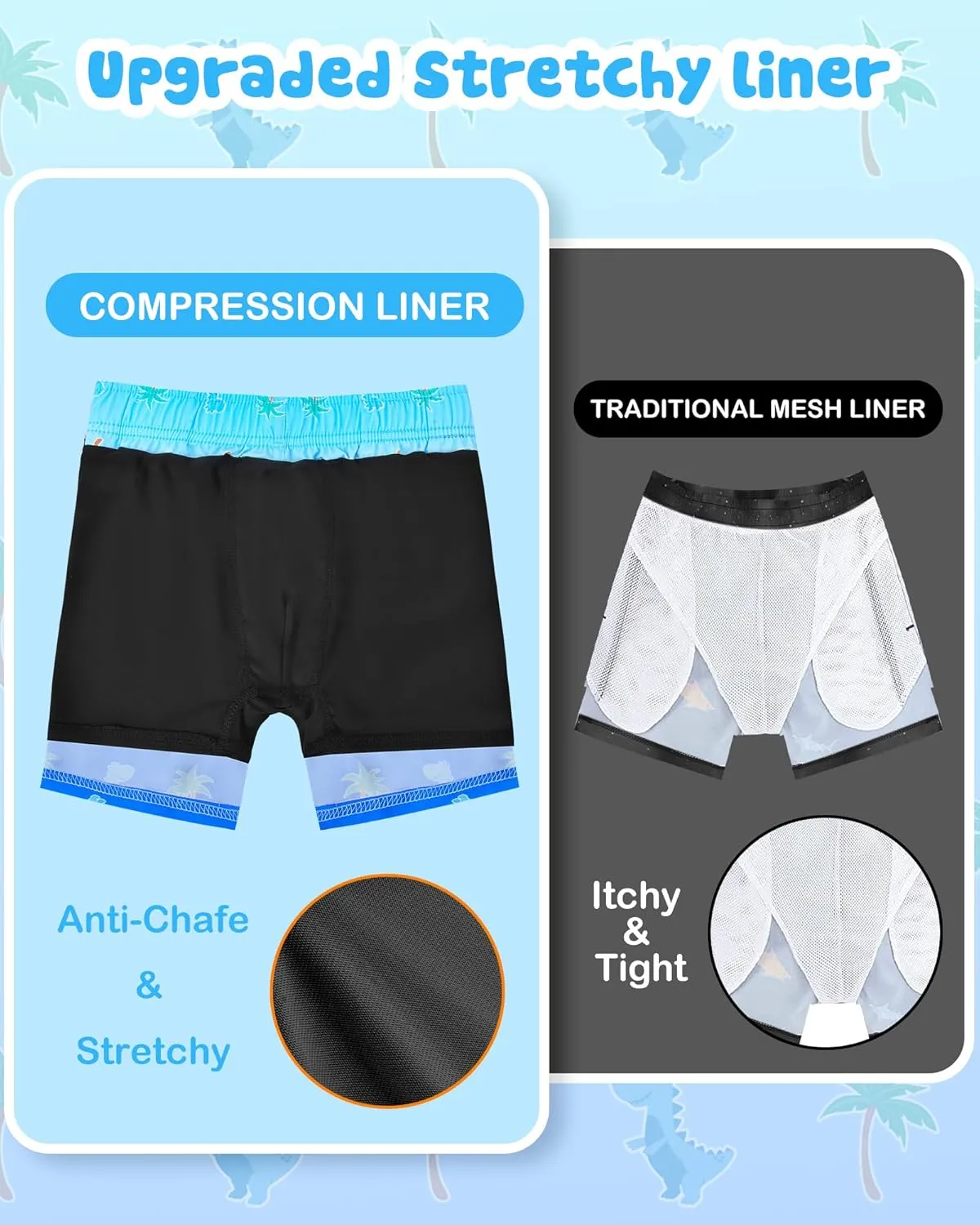 Toddler Swim Trunks with Compression Liner Quick Dry Toddler Bathing Suits Boys Swim Shorts Swimsuit Kids Swimwear