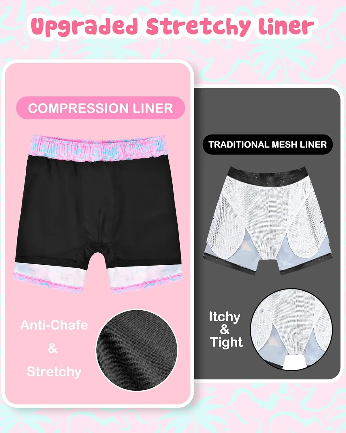 Toddler Swim Trunks with Compression Liner Quick Dry Toddler Bathing Suits Boys Swim Shorts Swimsuit Kids Swimwear