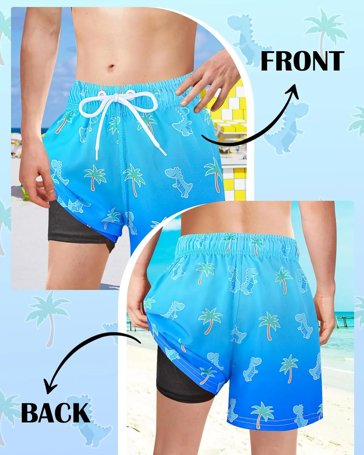 Toddler Swim Trunks with Compression Liner Quick Dry Toddler Bathing Suits Boys Swim Shorts Swimsuit Kids Swimwear