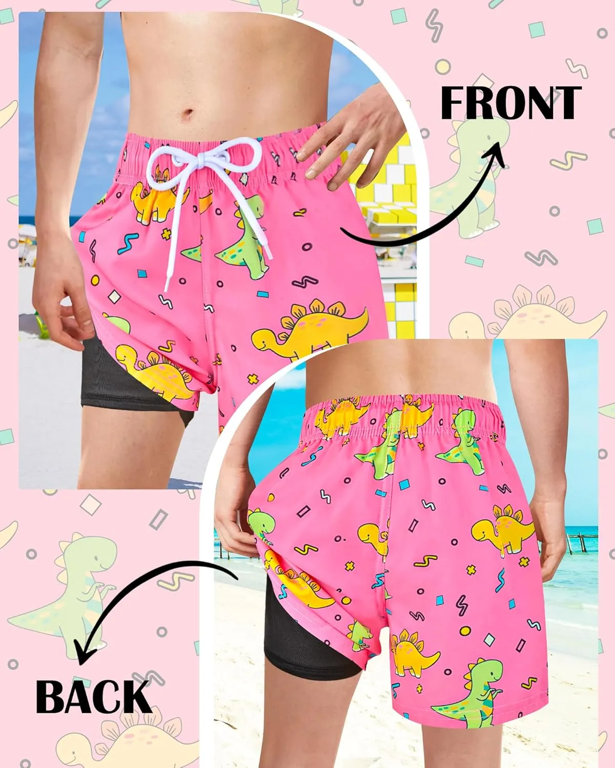 Toddler Swim Trunks with Compression Liner Quick Dry Toddler Bathing Suits Boys Swim Shorts Swimsuit Kids Swimwear