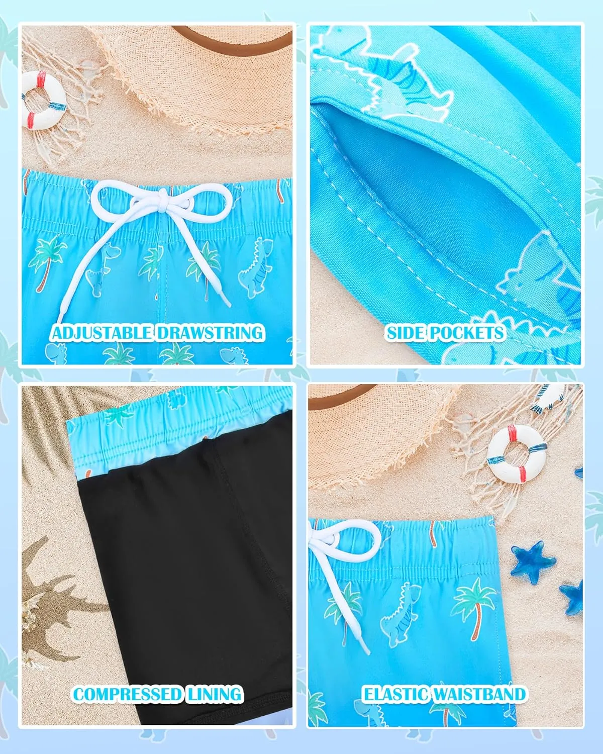 Toddler Swim Trunks with Compression Liner Quick Dry Toddler Bathing Suits Boys Swim Shorts Swimsuit Kids Swimwear