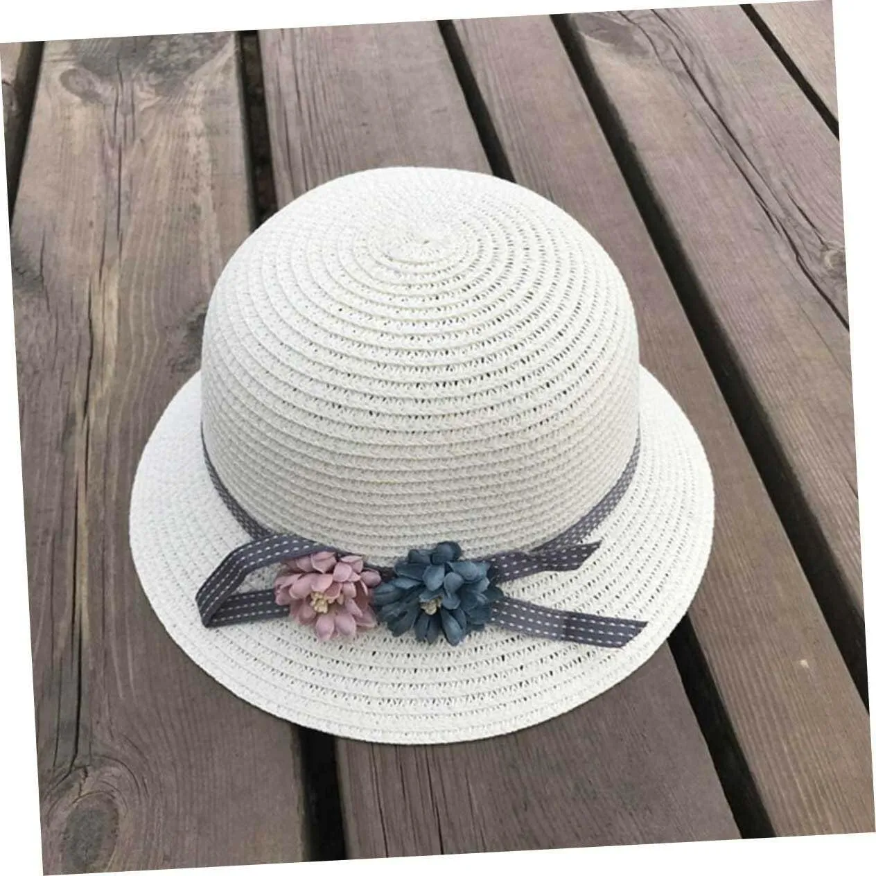 Toyvian 1 Set Kits for Girls Woven Handbag Purse Crossbody Kids Straw Sun Hat Floppy Beach Hat Sun Visor Hat