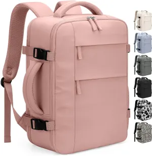 Travel Backpack for Women Man, Waterproof Travel Bag Airline Approved Laptop Backpack Carry on Weekender Overnight Bag Bookbag for Business,Travel, Work Fits 17.3 inch Laptop(Large,Pink)