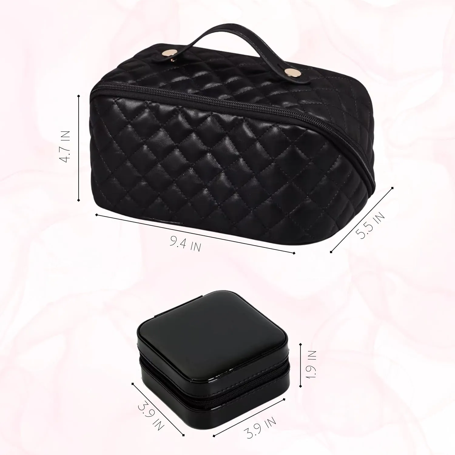 Travel Set  Cosmetic Bag & Jewelry Organizer, Spacious Toiletry & Makeup Bag for Women, Organizer Keeps Rings, Chains & Earrings Sorted Out, Set Ideal for Travel, Vacation, Gift, and Daily Use.