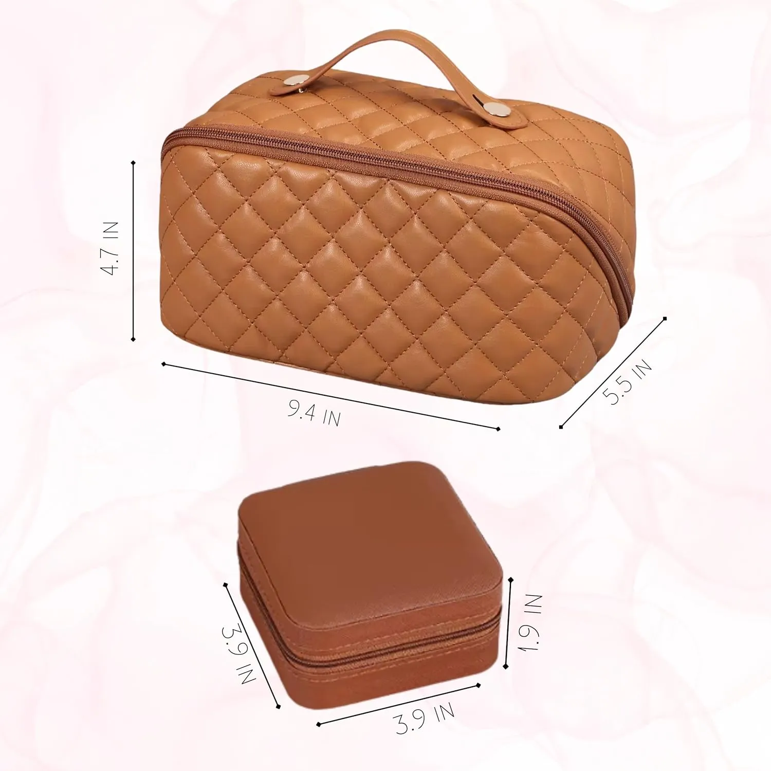 Travel Set  Cosmetic Bag & Jewelry Organizer Spacious Toiletry & Makeup Bag for Women, Organizer Keeps Rings, Chains & Earrings Sorted Out, Set Ideal for Travel, Vacation, Gift, and Daily Use.