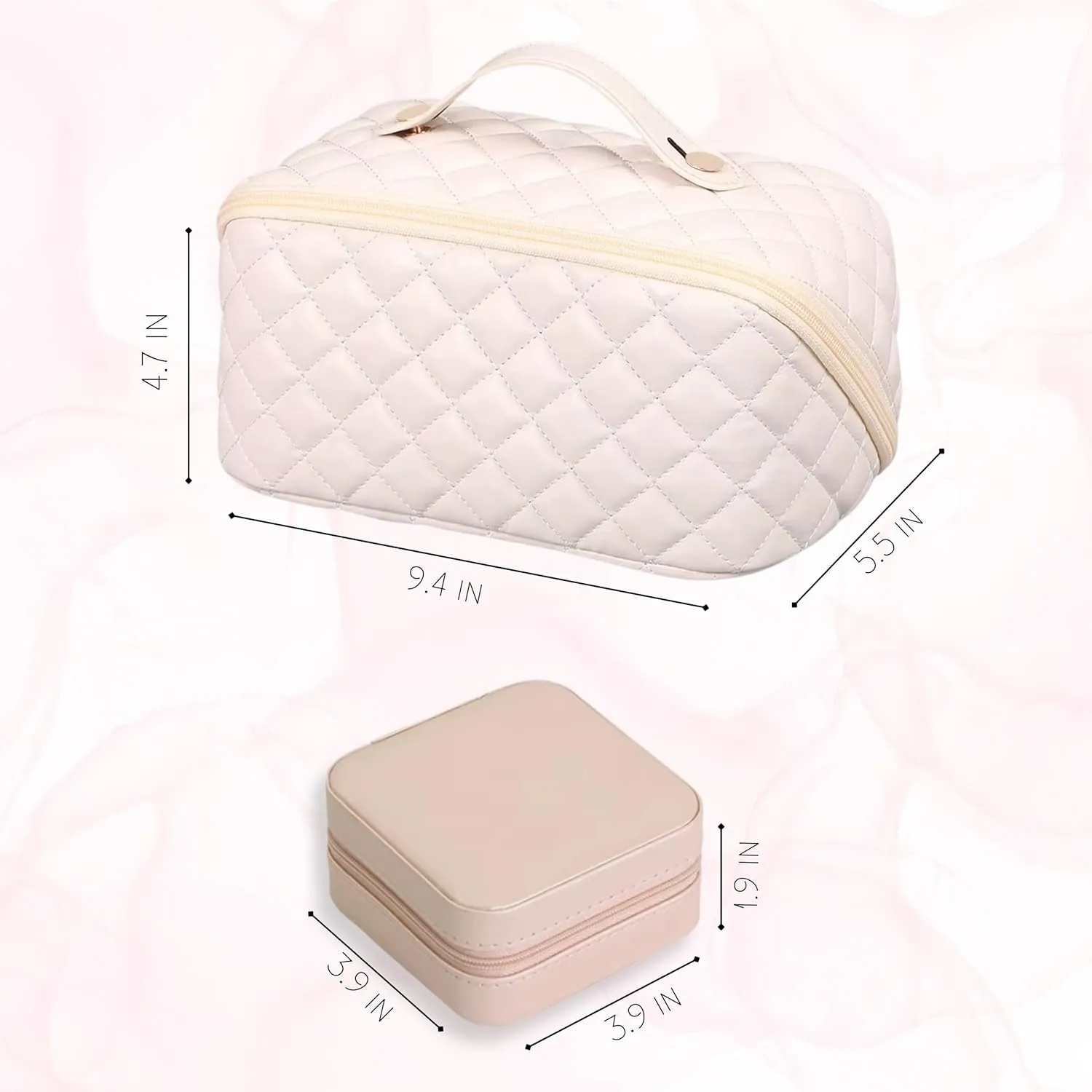 Travel Set  Cosmetic Bag & Jewelry Organizer, Spacious Toiletry & Makeup Bag for Women, Organizer Keeps Rings, Chains & Earrings Sorted Out, Set Ideal for Travel, Vacation, Gift, and Daily Use.