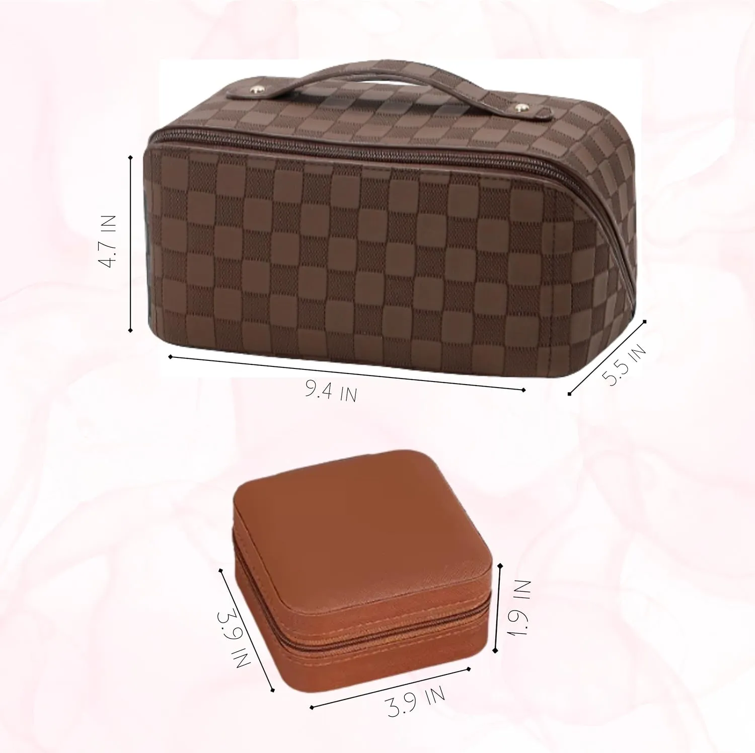 Travel Set  Cosmetic Bag & Jewelry Organizer Spacious Toiletry & Makeup Bag for Women, Organizer Keeps Rings, Chains & Earrings Sorted Out, Set Ideal for Travel, Vacation, Gift, and Daily Use.