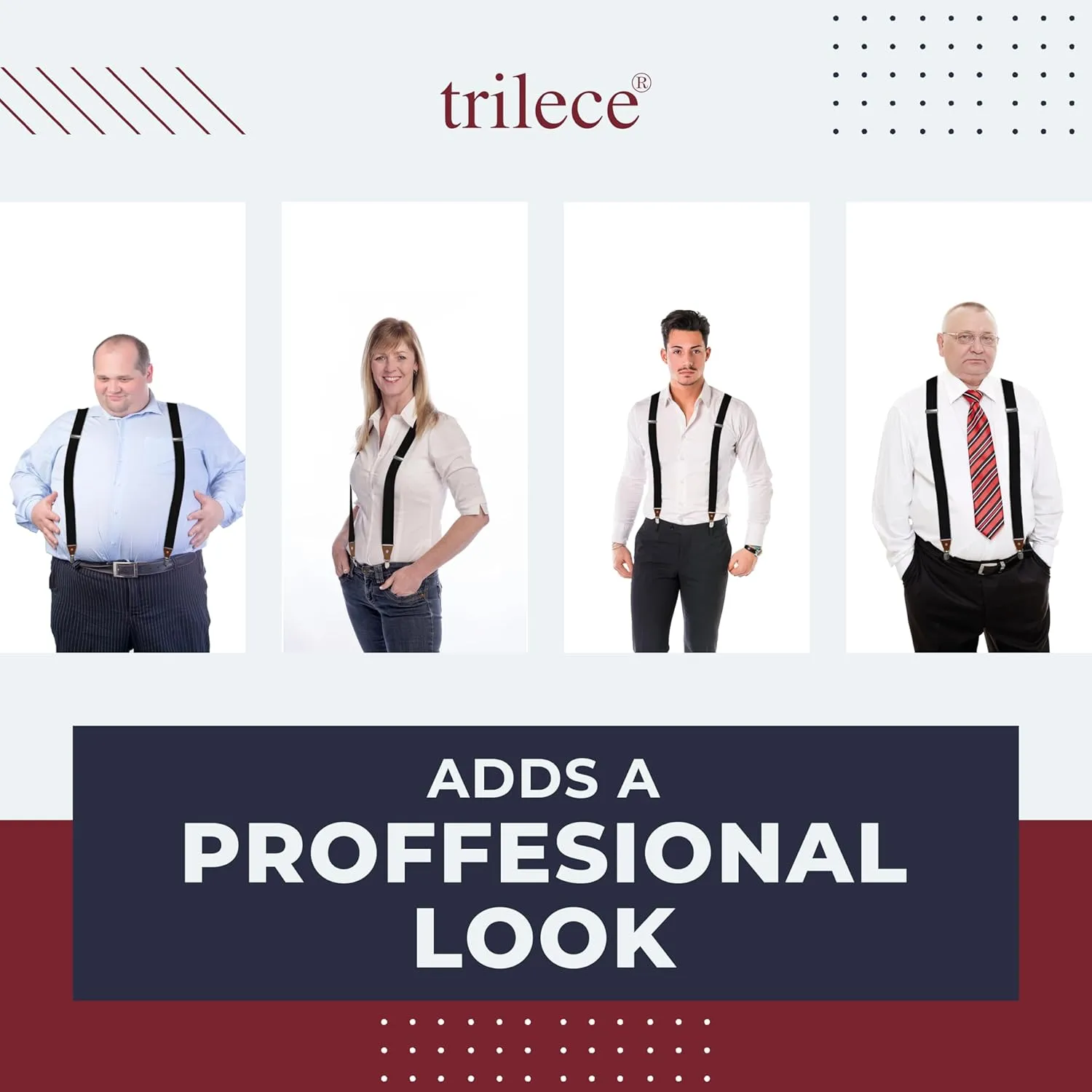 trilece Mens Suspenders Solid Straight Clip Adjustable Y Back Costume Wedding Prom Tuxedo Dress Suspenders