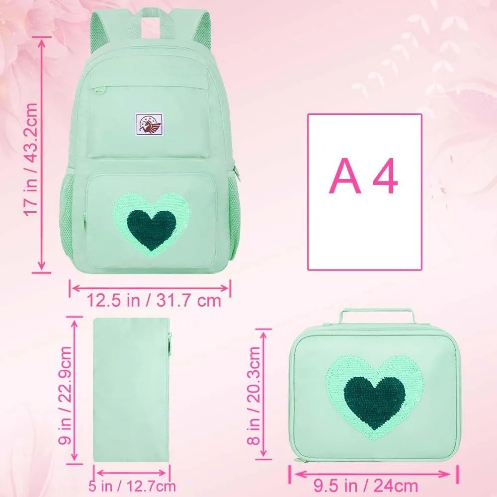 UFNDC Backpacks for Girls, 17" Water Resistant Aesthetic School Bag, Kids Bookbag for Teenagers