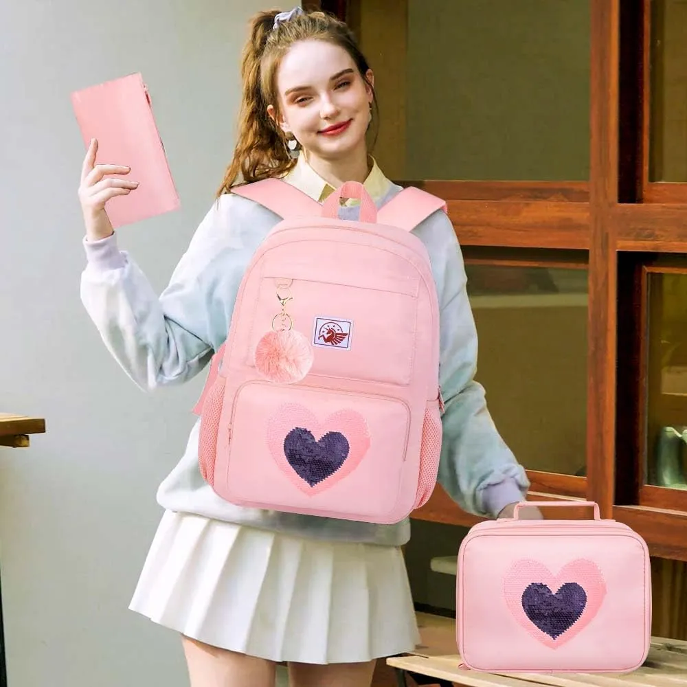 UFNDC Backpacks for Girls, 17" Water Resistant Aesthetic School Bag, Kids Bookbag for Teenagers