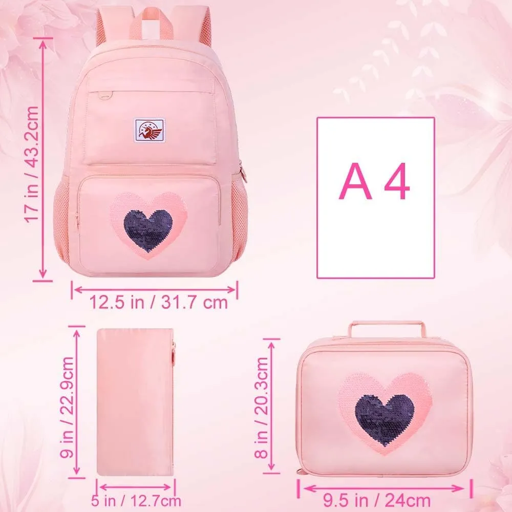 UFNDC Backpacks for Girls, 17" Water Resistant Aesthetic School Bag, Kids Bookbag for Teenagers