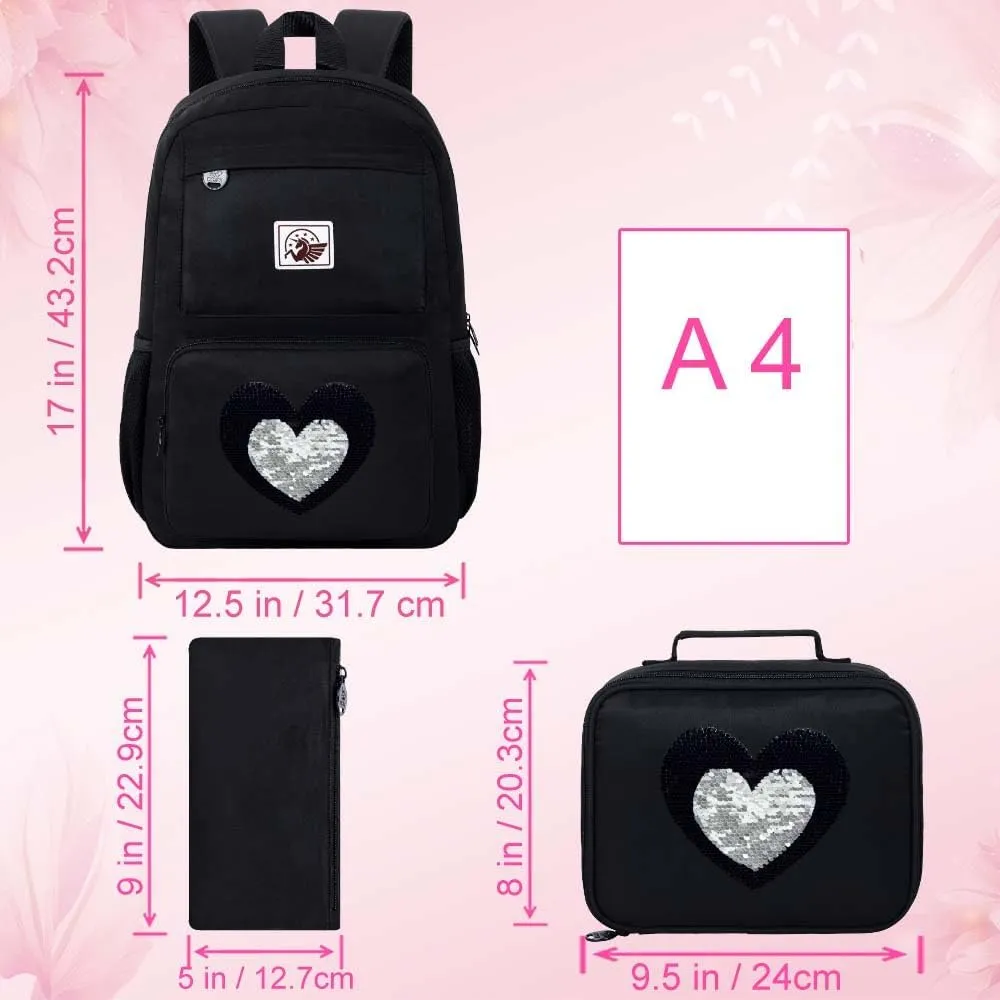 UFNDC Backpacks for Girls, 17" Water Resistant Aesthetic School Bag, Kids Bookbag for Teenagers