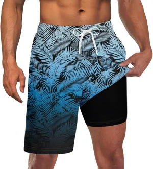 UNICOMIDEA Men Swim Trunks with Compression Liner 9 Inch Long Board Shorts