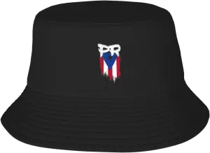 Unisex Bucket Hats for Puerto-Rico-Pr-Flag-Boricua Sun Beach Hat Wide Brim Summer Fisherman's Caps UPF 50  Black
