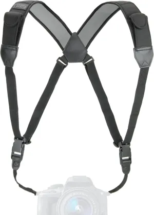 USA GEAR DSLR Camera Strap Chest Harness with Quick Release Buckles, Black Neoprene Pattern and Accessory Pockets - Compatible with Canon, Nikon, Sony and More Point and Shoot and Mirrorless Cameras